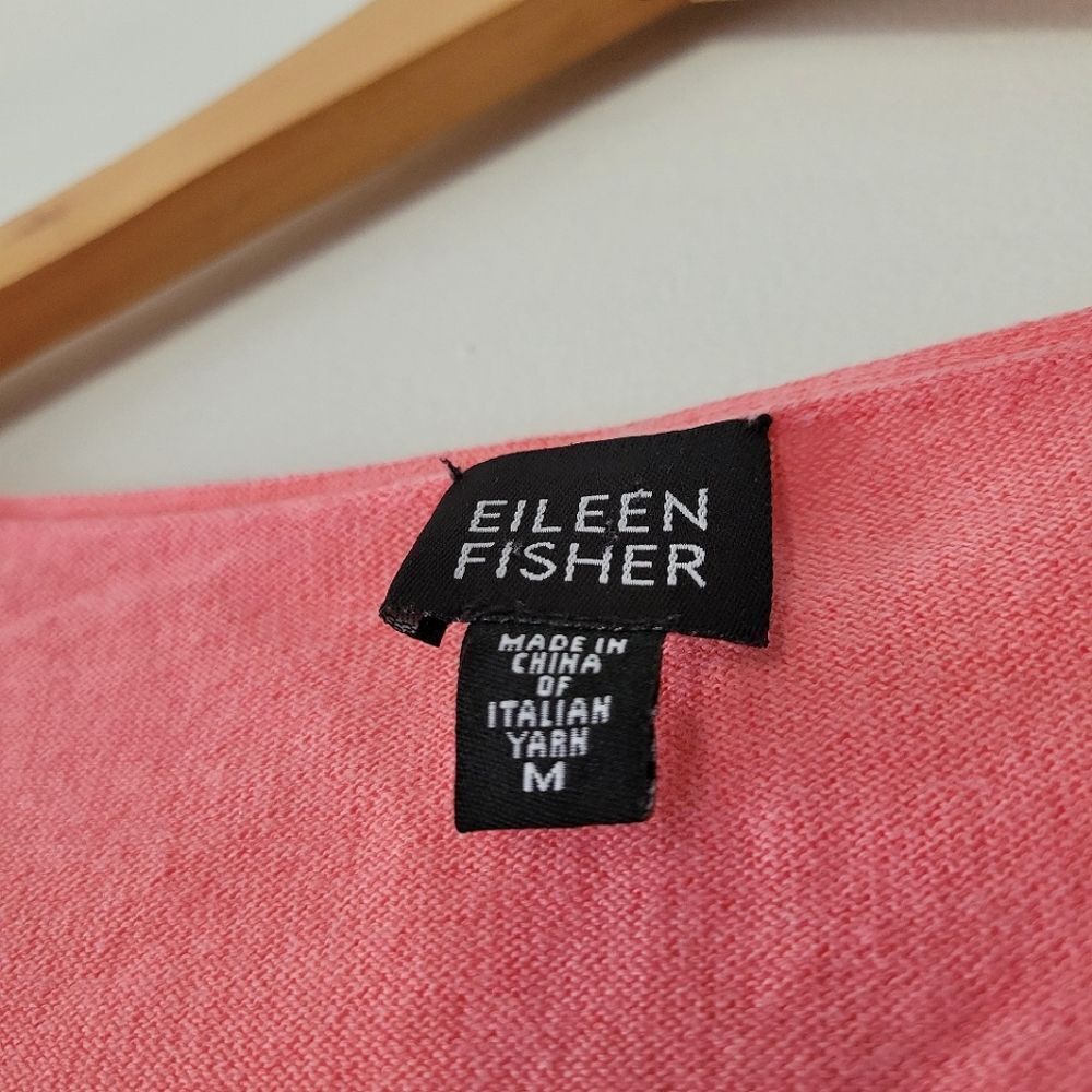 Eileen Fisher Linen Blend Pink V-Neck Women's Sweater Long Sleeve - Picture 2 of 6